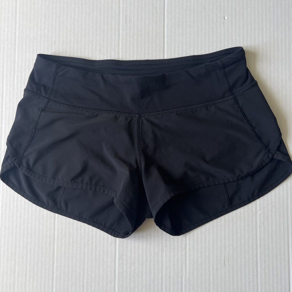 Lululemon Womens Shorts Black Lined Zip Pocket Short Sz 4